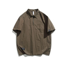 Men's Outdoor Shirt Short Sleeve QuickDrying Functional Shirt For Hiking And Fishing With Chest Pocket Army Green M