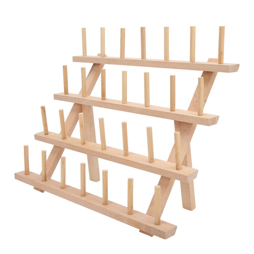 Beech Wood Wax Thread Holder 4 Rows Durable DIY Storage Rack