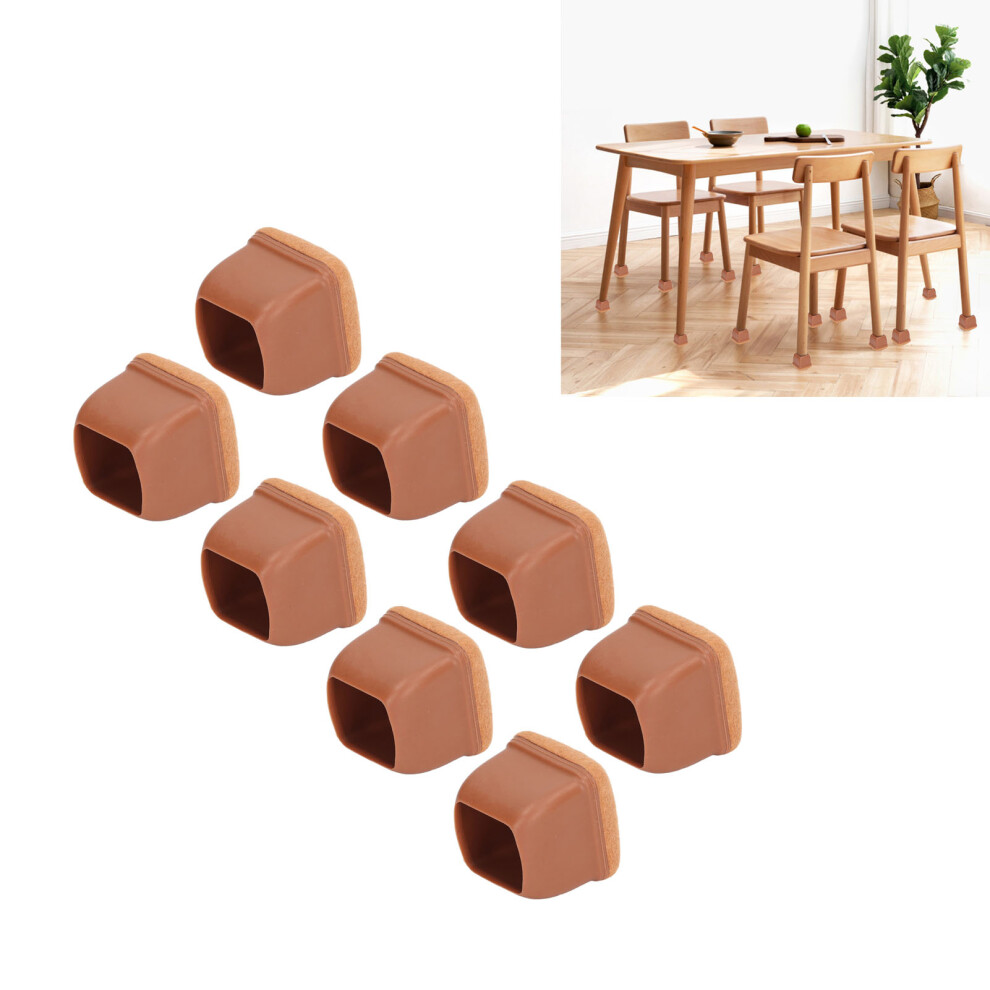 8Pcs Brown Tpe Square Chair Foot Pads, Mute Thickened Table Leg Protectors 9311375748222