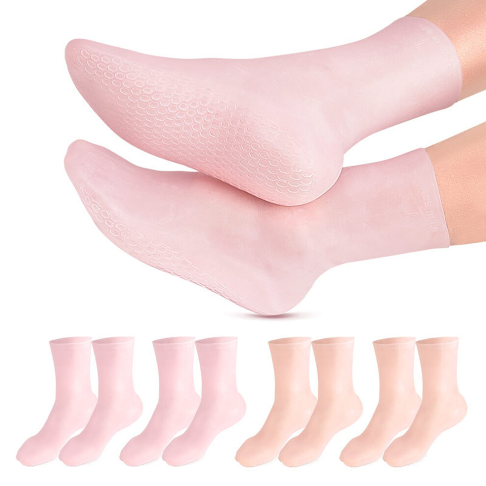 Pink Silicone Gel Heel Socks, Anti Slip, Shock Absorbing, S/M, /Skin