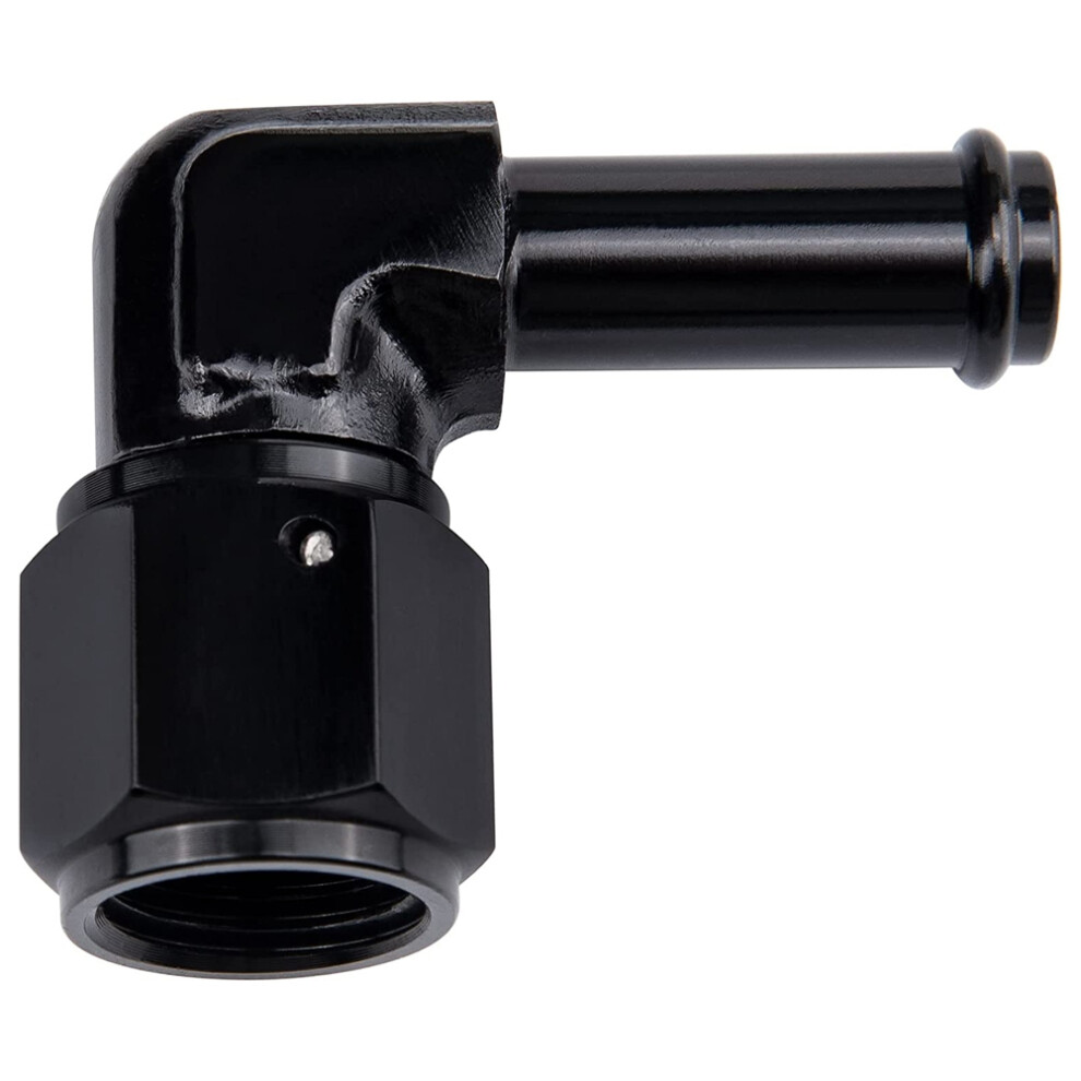 6An Female To 3/8 Barb 90 Degree Elbow Swivel Fittings Aluminum Hose Barb Fuel Adapter (3/8 Inch) Black 6032748559797