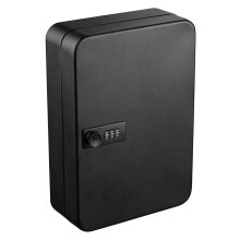 Key Cabinet With Combination Lock, WallMounted, 28x36cm, Secure Key Storage For Home Office Hotel, Black