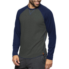 Pullover Men's Sports Fitness Jumper, Colour Block Slim Crew Neck, Long Sleeve, Dark Blue, Size M
