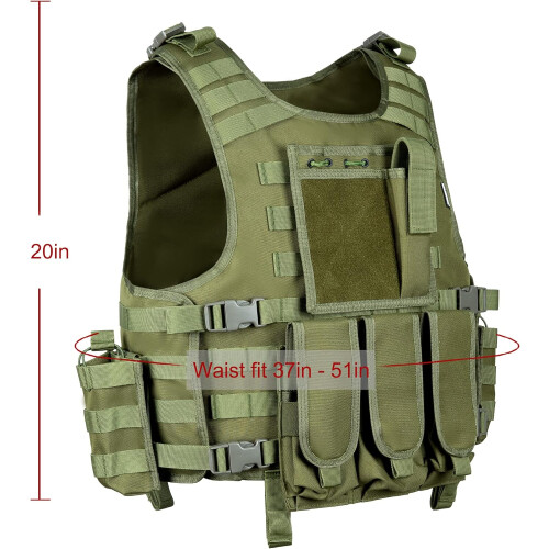 Tactical Airsoft Vest Adjustable Modular Paintball Vest Green 1