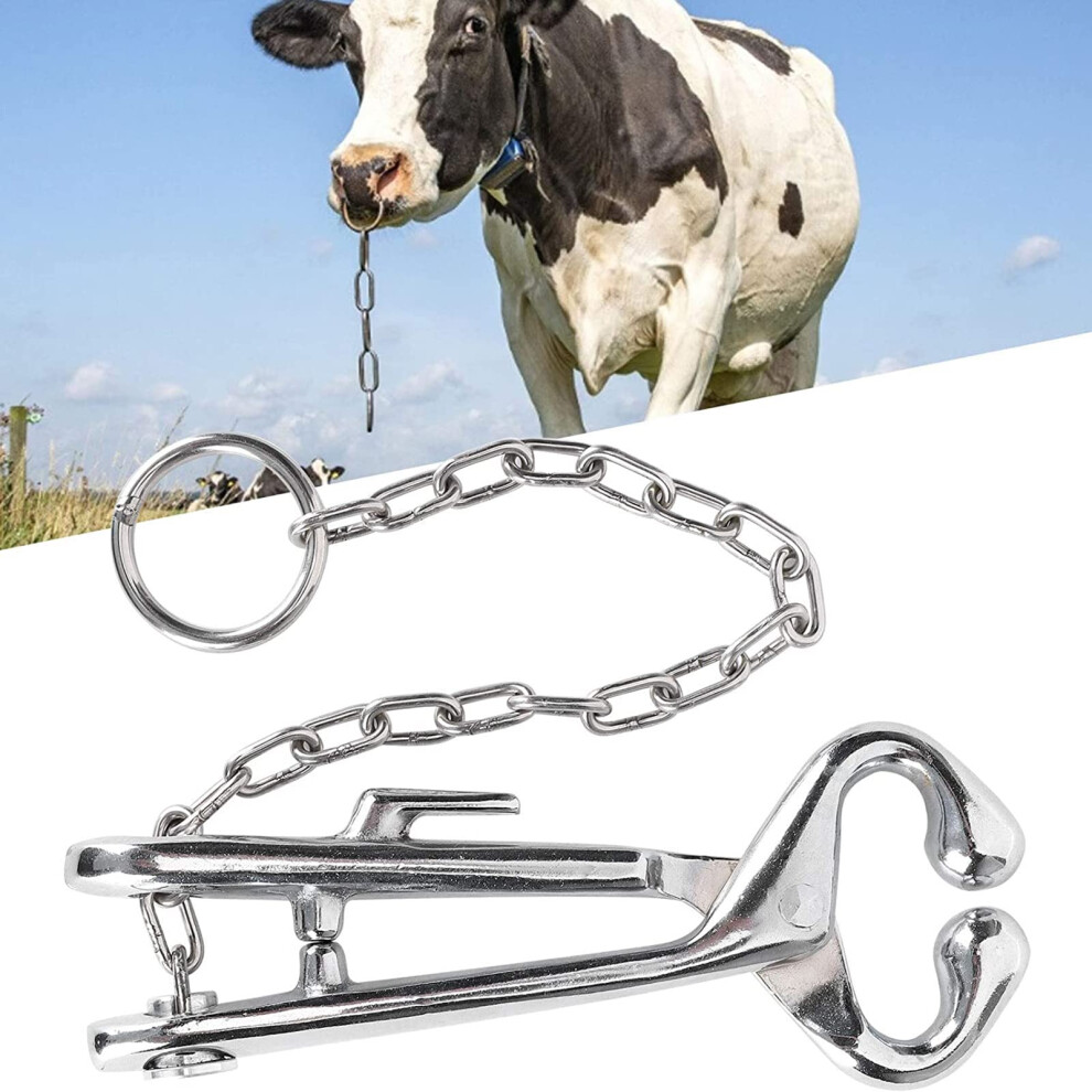 Stainless Steel Cattle Nose Pliers With Chain, Automatic Lock Bull Nose Ring Pliers For Livestock 9187378438718