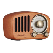 Vintage Bluetooth Speaker with Deep Bass, Retro Wooden FM Radio, Classic Walnut Finish