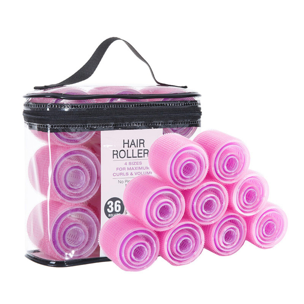 Purple 36Pcs Self Grip Hair Rollers Set For Heat Curling Long Short Hair With Clips