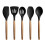 Kitchen Utensil - Unspecified - 5 Piece Set - Black Silicone - Acacia Wood - Non-Stick 1