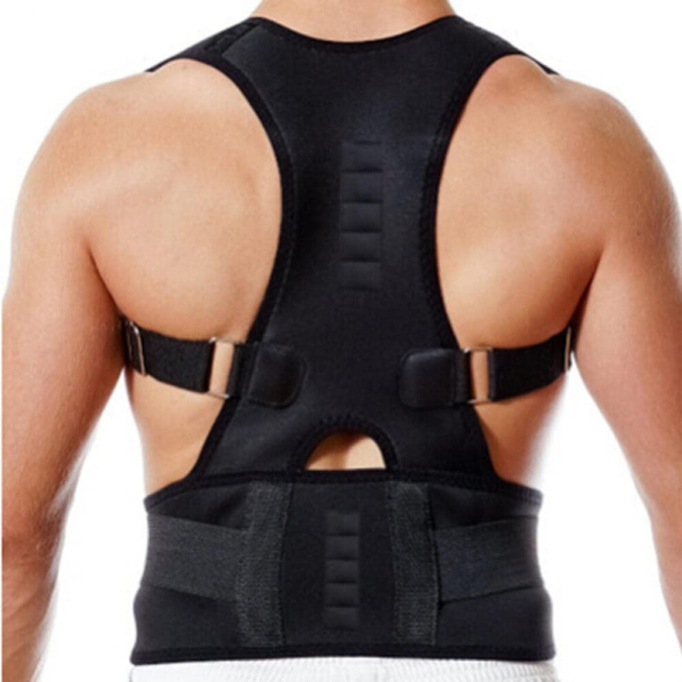 Black Men's Spine Support Belt Neoprene Back Corset Corrector Posture Corrector Back Brace Shoulder Belt Model Rise