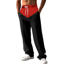 Jogging Bottoms Men's Wide Leg Baggy Colour Block Sweatpants With Elastic Waist Drawstring Black Size M Pockets