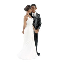Schwarzes Paar aus Kunstharz, Tortenaufsatz, Dekoration für Hochzeitstorten oder Torten, Feiern, Partys und Hochzeiten
