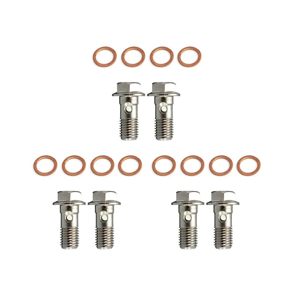 6X Stainless M10 X 1.25 Banjo Bolts Brake Master Cylinder Screw Brake Hose Caliper Bolt Hydraulic Clutch Screw 6031556734037