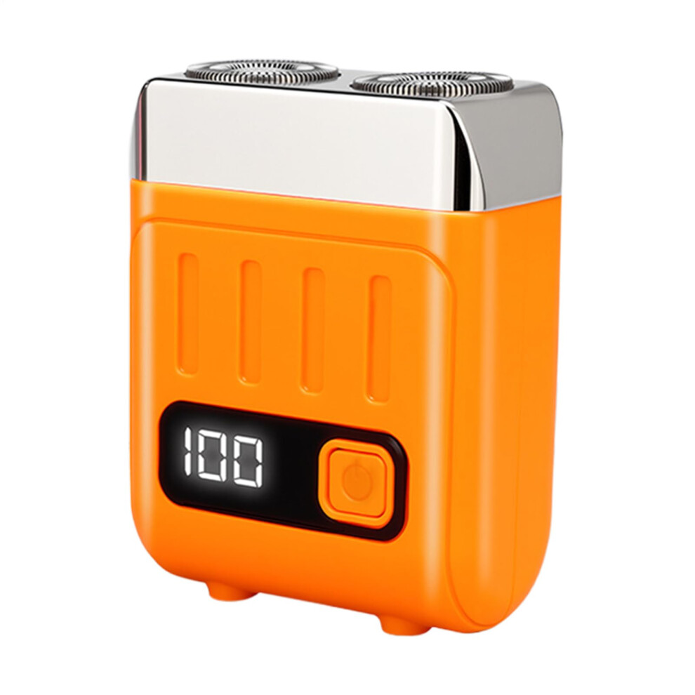 Orange/Silver Men's Electric Shaver Portable Wet And Dry Razor Cordless Trimmer For Travel Rechargeable Facial Grooming