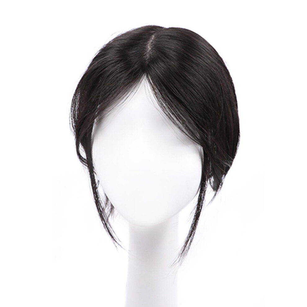 Unisex Wig Piece Ladies Real Human Hair 25Cm/9.8In Breathable Fluffy Bangs Volume Increase