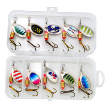 10 Pieces Spinnerbait Hard Metal Inline Spinner Lures for Trout Fishing, Style A, 1/4 oz, Durable Design