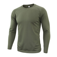Men's Camouflage Print Sports Shirts Long Sleeve Military Style Breathable Functional Running 3XL Green