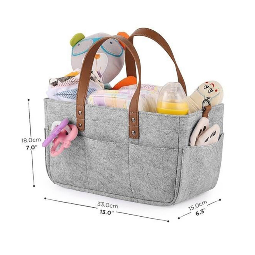 Felt Handbag Baby Diaper Storage Bin Gray 33x15x18cm