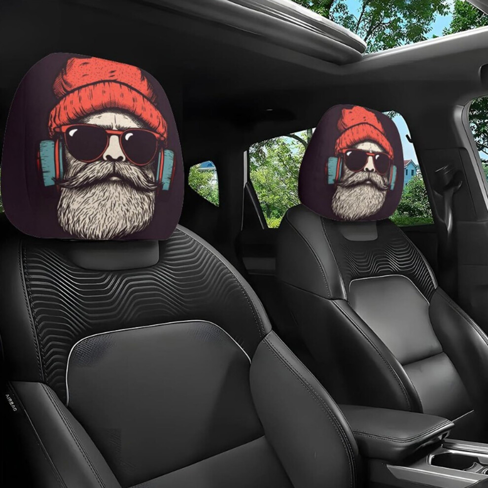 2Pcs Funny Cartoon Car Headrest Covers For Halloween, Universal Fit Doublesided Protector 9199774100496