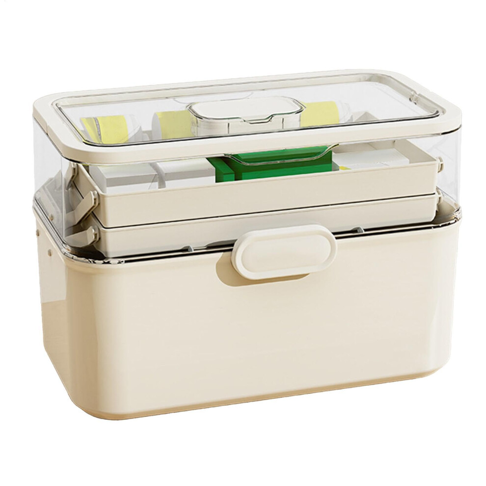 Medicine Organizer Box Pill Container, Removable Medication Storage, Travel Pill Box With Handle, Creamy Color