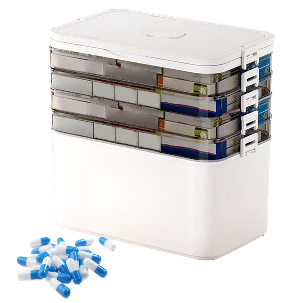 Medicine Storage Box Portable Pill Case For Home Clear Multi Layer Medicine Organizer With Five Layers