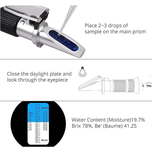 Honey Refractometer 5890% Brix Baume Scale Accuracy Sugar Tester with ATC 1
