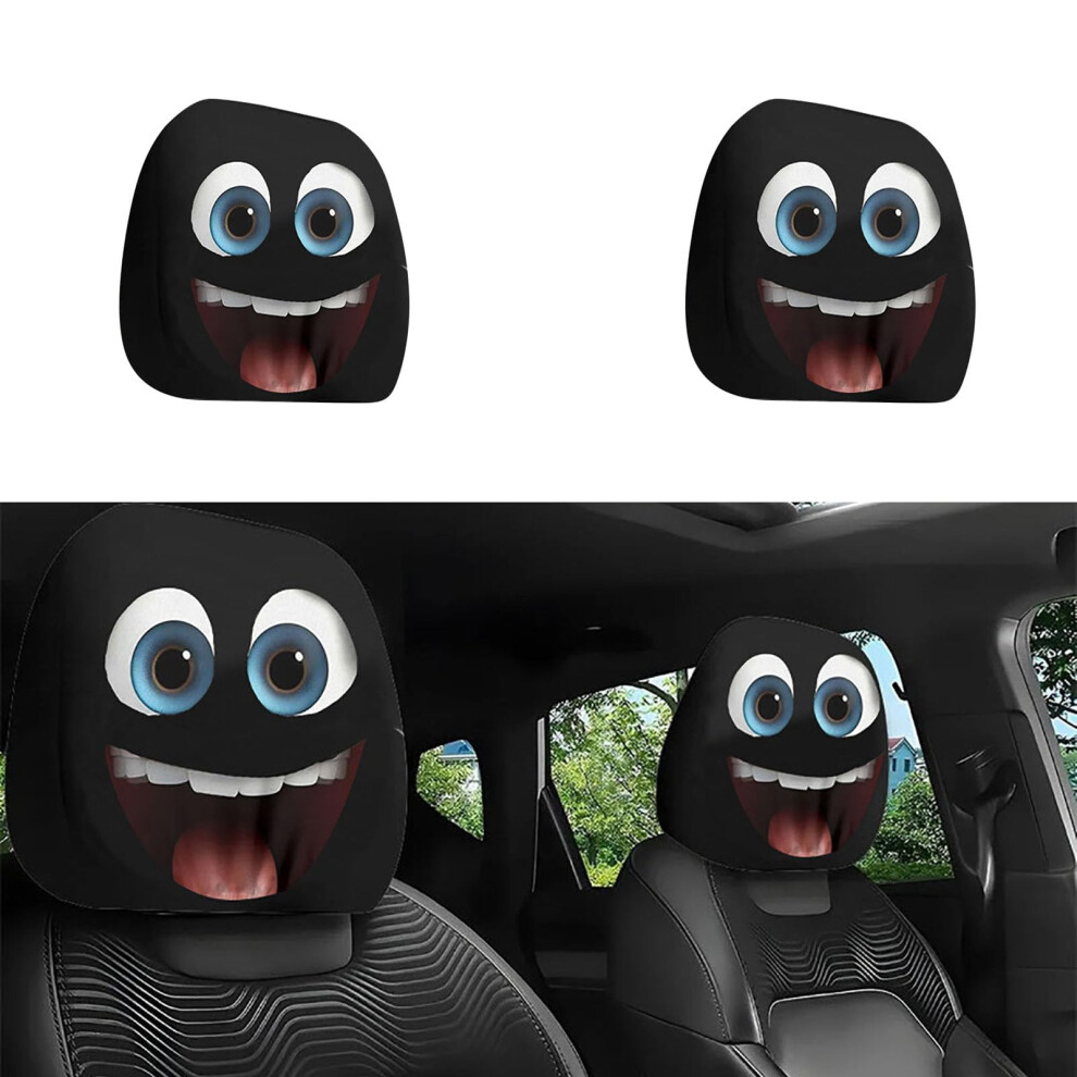 Funny Cartoon Eyes Car Headrest Covers, Cute Durable Elastic Protector For Auto Truck Front Seats (2Pc) 9347817639773