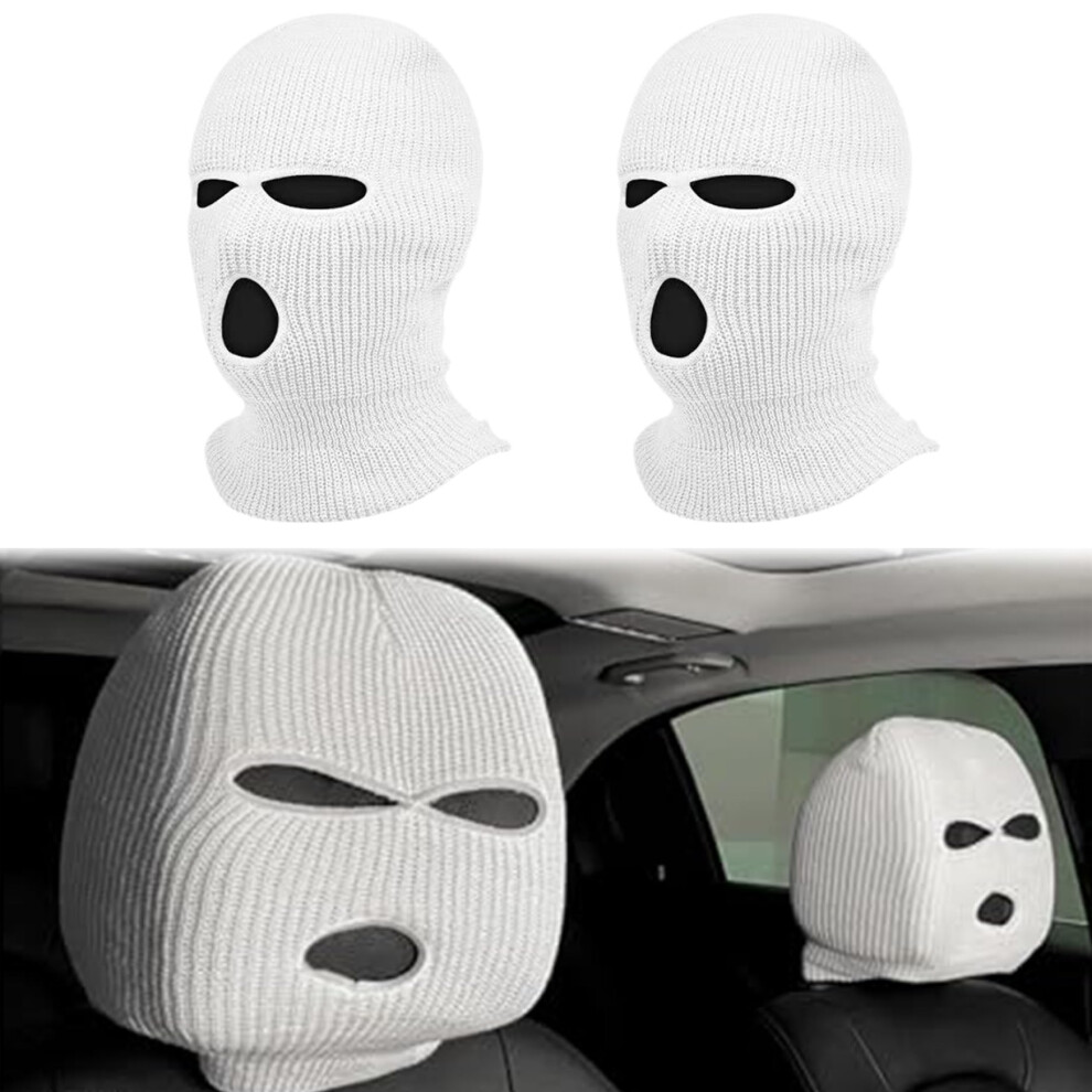 Funny Face Car Headrest Covers 2Pcs Universal 3Hole Acrylic Fiber Decorative Seat Accessories 9382693411518