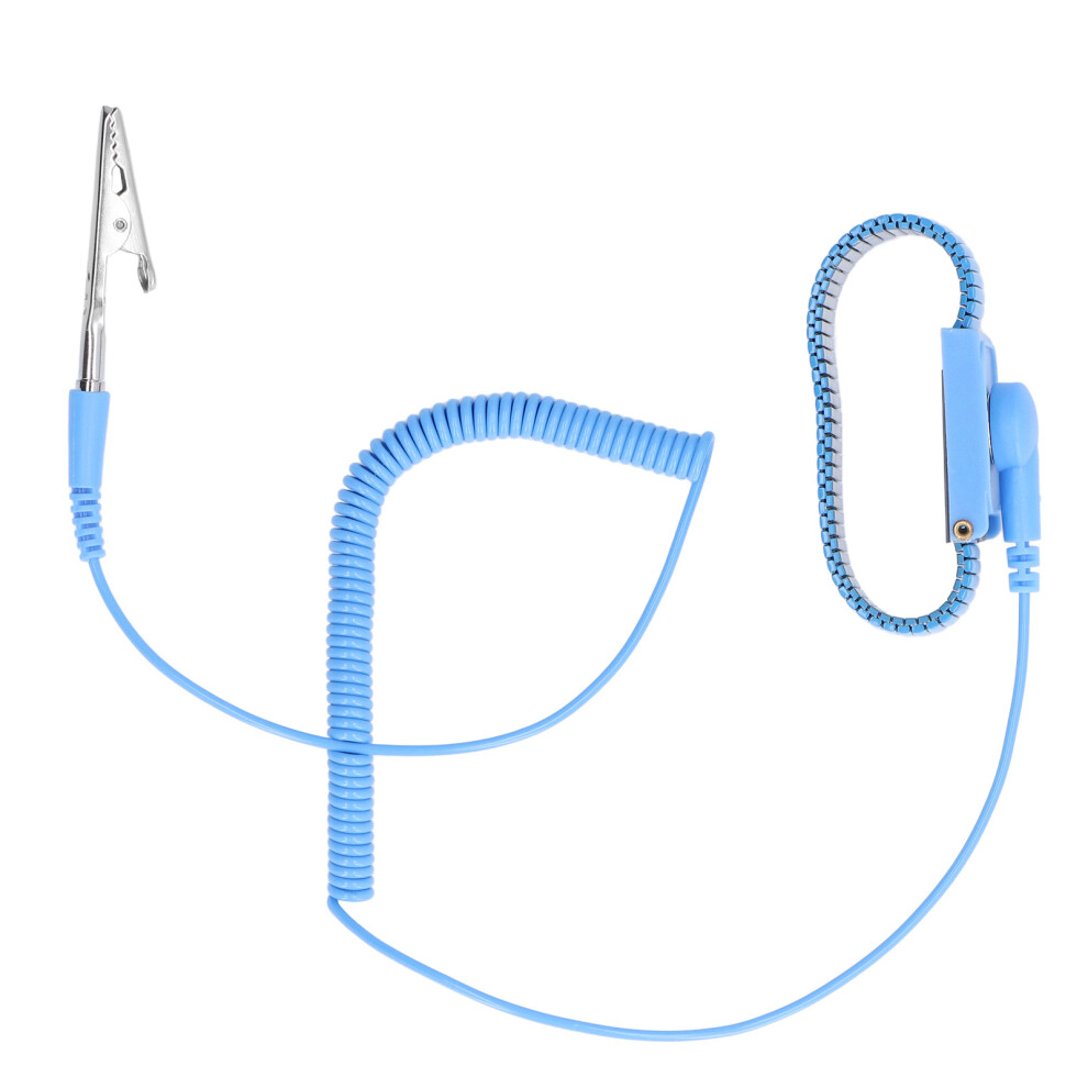 Anti Static Wrist Strap Esd Grounding Metal Wristband 1.8M Blue For Workshop 6931375769541