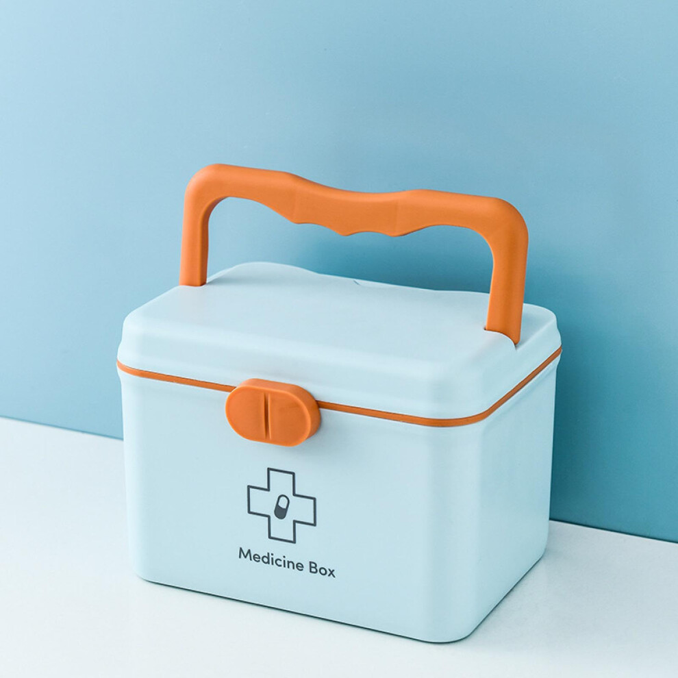 Blue Household Medicine Box, Multilayer Portable Pill Organizer, Family Medical Storage, Baby