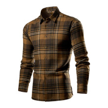 Men's Casual Shirt Jacket Checked Regular Fit Summer Shirt With Hidden Buttons Yellow 3XL Can Be Worn With Blazer