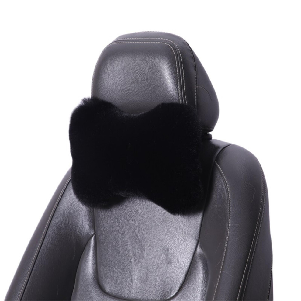 Neck Pillow For Car Universal Headrest, Winter Plush Car Neck Rest Pillow, For Car Seat Comfort Black 9187378441176