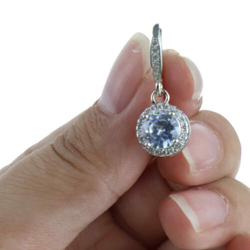 Σκουλαρίκια Moissanite για γυναίκες, κρεμαστά σκουλαρίκια με καρδιά και κοπή βέλους 2