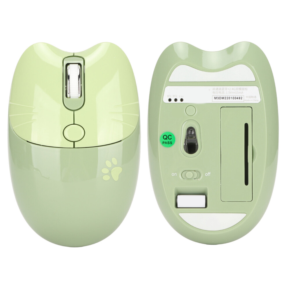 Wireless Mouse Cute Cat Paw Dual Mode 2.4G Bt Silent 3 Dpi Green 8451375774010