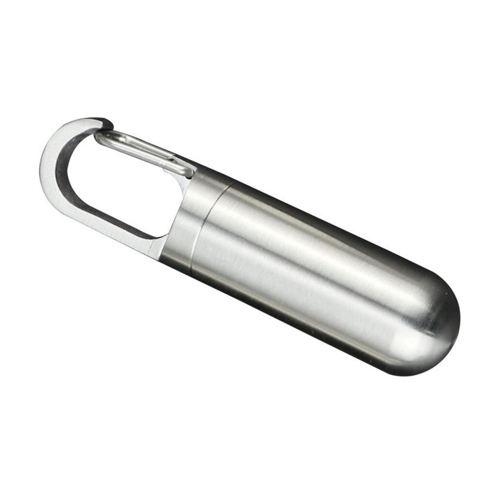 Stainless Steel Portable Mini Capsule Bottle Holder Keychain Sealing Medicine Container Outdoor Travel Pill Case