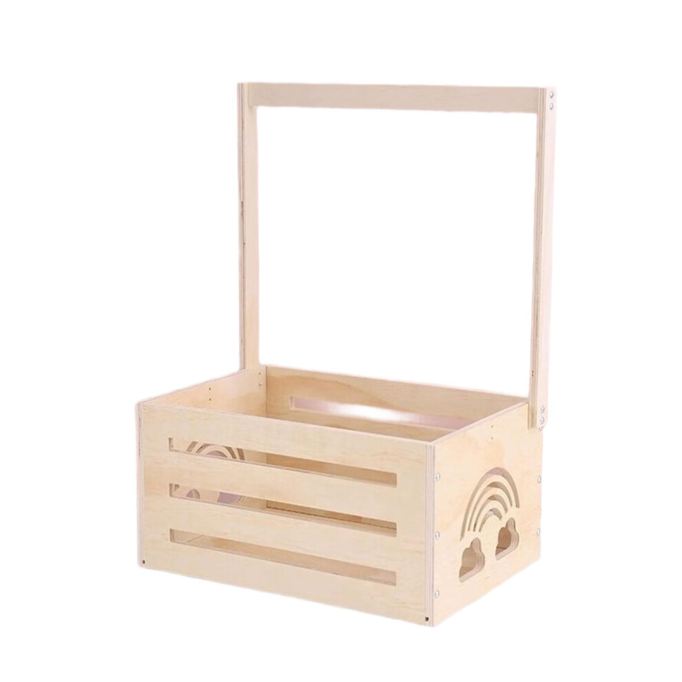 Baby Closet Organizer, Wooden Storage Basket For Toys And Clothes, LongHandle, Easy Assembly, Nursery Decor