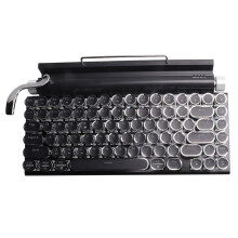 Retro Schrijfmachine Toetsenbord Draadloos  Toetsenbord USB Mechanische Punk Keycaps voor Desktop PC/Laptop/Telefoon-Zwart