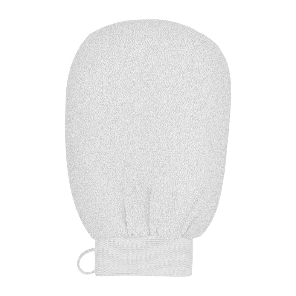 Exfoliating Bath Gloves for Smooth Skin Gentle Body Scrub with Hanging Loop for Men and Women White