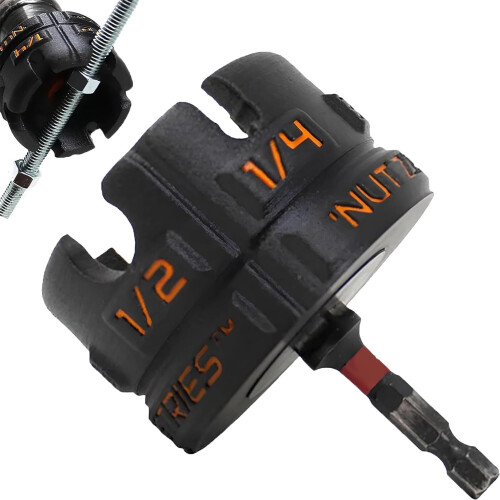 Nut Drill Attachment for Fast Nut Removal, ImpactResistant Driver Fits 1/4 3/8 1/2 Threaded Rods