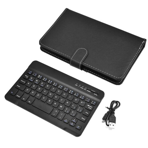 Teclado Sem Fio  com Capa de Couro PU para Smartphone Tablet 4,5 Polegadas - 6,8 Polegadas RecarregáVel 1