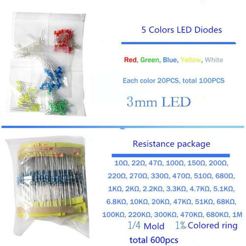 1390Pcs Elektronische Bauelemente LED Diode Transistor Kondensator Widerstand Kit 1