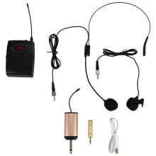 Drahtloses Mikrofon Set mit Kopf Bedeckung + Lavalier Ansteckmikrofon Sender Empfänger Uhf Frequenz für Den Sprach Unterricht