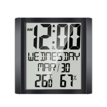 Groot Scherm Wandklok, Temperatuur- en Vochtigheidsmeter voor Thuis, Wekker, Digitale Elektronische Klok voor Woonkamer