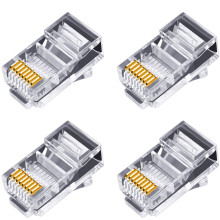 100 Stuks RJ45-Connector 6U Vergulde Pass-Through Ethernetkabels Modulestekker Netwerk RJ-45 Kristalkoppen Cat5 Cat5E