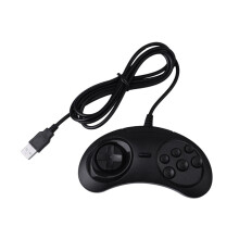 Gamepad Bekabelde USB-Gamecontroller met 6 Toetsen Joypad voor / Md Pc / 2 Y1301 / Mega Drive Zwart Kunststof