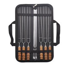 Stainless Steel BBQ Skewers Set of 10, Flat Rustproof Metal Kebab Skewers for Outdoor Grilling