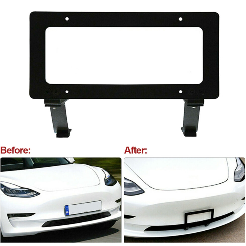 Durable Alloy License Bracket For Tesla Model 3 Black 7651375778341