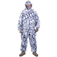 Outdoor Camo 3D Snow Wild Zip Ghillie Suit for Paintball Airsoft Hunting and Wildlife Photography in Material