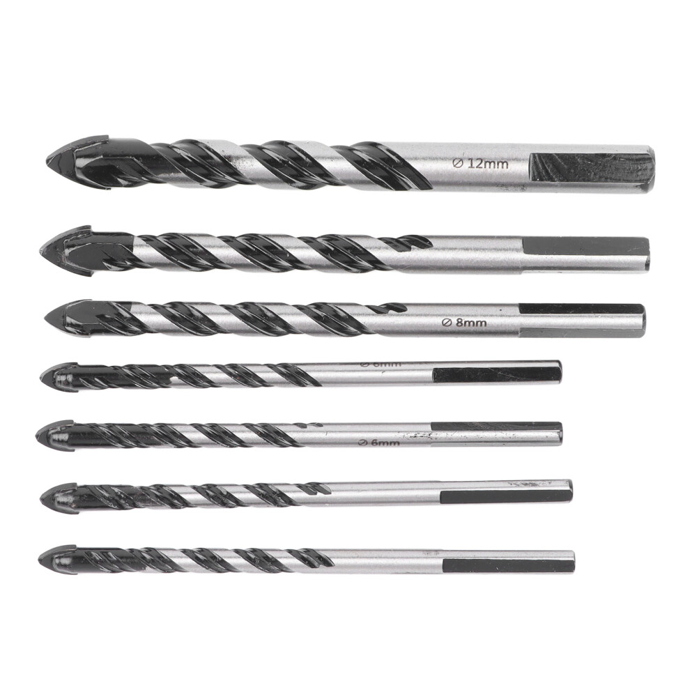 7Pcs Multifunctional Black Carbide Triangular Twist Drill Bit Set, Sizes 6-12Mm 8141375777936