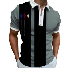 Men's Short Sleeve Polo Shirt Slim Fit Black 3XL Regular Stretch Outdoor Hiking Running