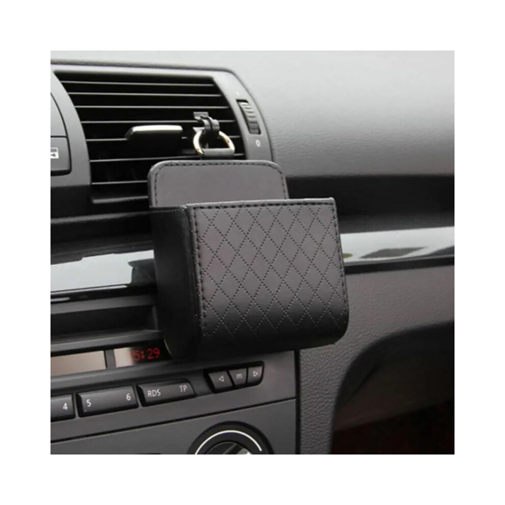 Leather Car Back Seat Organizer With Multipocket Design And Drink Holder Black 9382693414854